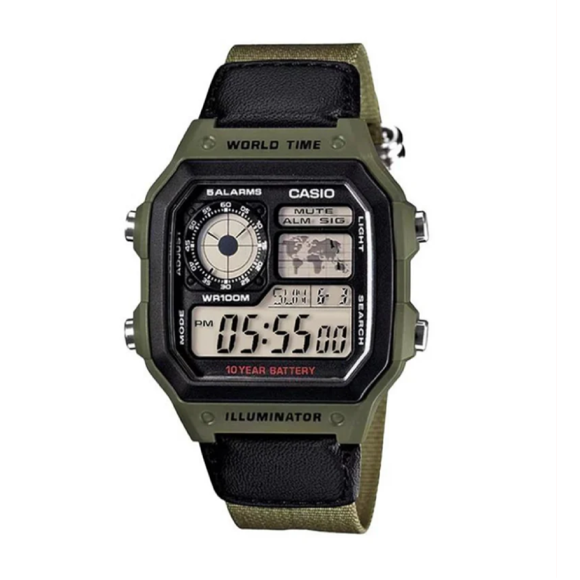 RELOJ AE-1200WHB-3BV HOMBRE DIGITAL CUERO TEXTIL - 1