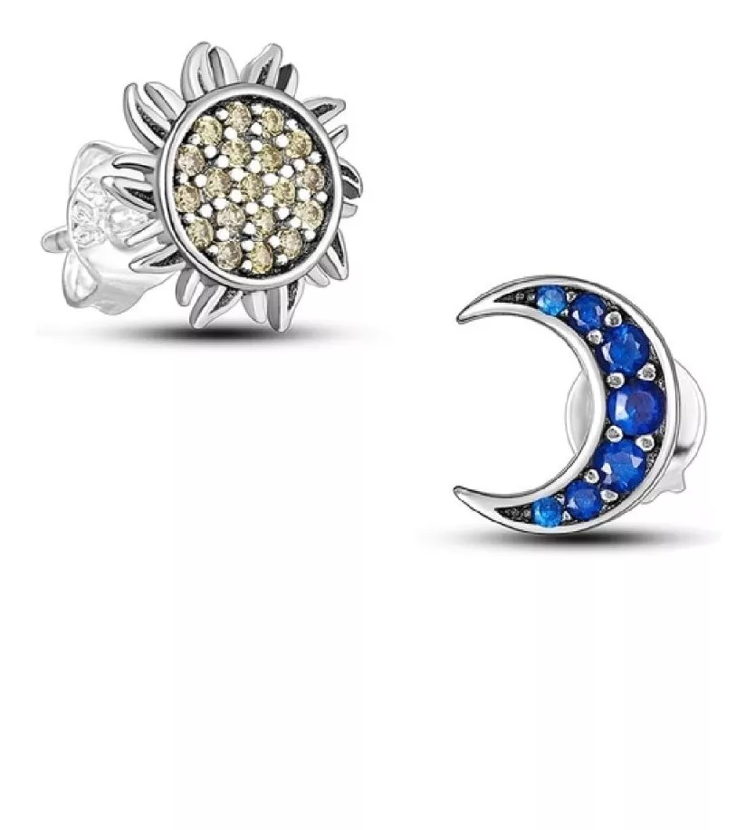 AROS LUNA Y SOL CON CIRCONES EN PLATA 925 SILVER HEART - 2