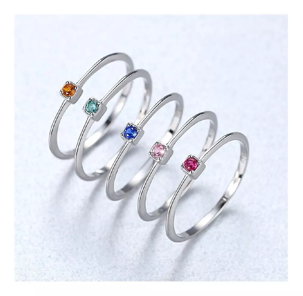 ANILLO SOLITARIO CIRCÓN CUADRADO ROSA DARK PLATA 925 SILVER HEART - 2