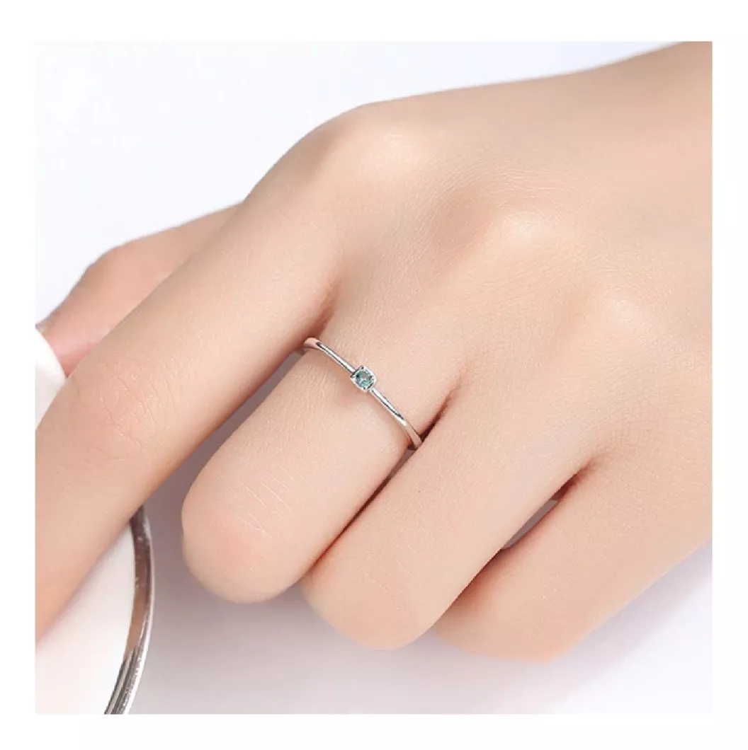 ANILLO SOLITARIO CIRCÓN CUADRADO ROSA DARK PLATA 925 SILVER HEART - 3