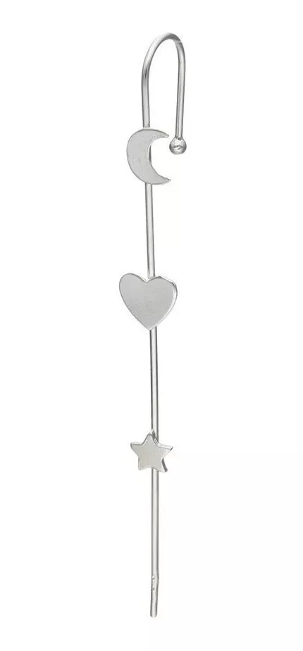 AROS BIDÚ MEDIA LUNA, CORAZÓN Y ESTRELLA EN PLATA 925 SILVER HEART - 1