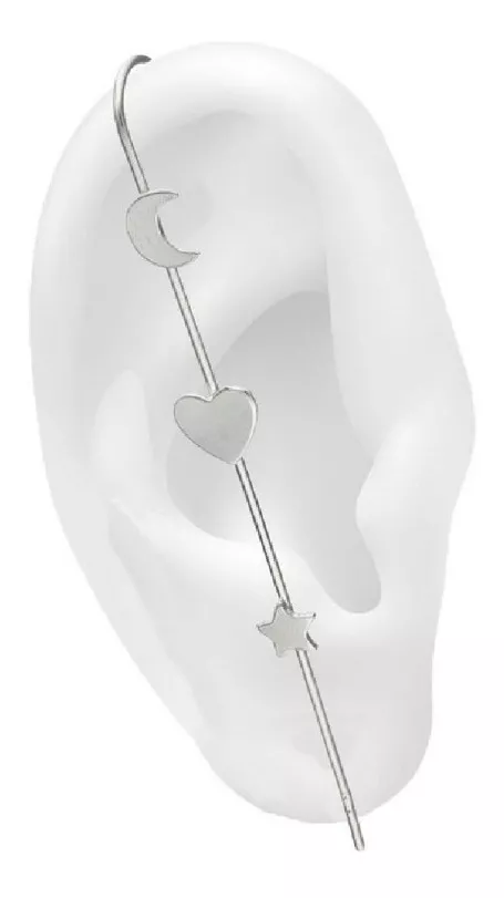 AROS BIDÚ MEDIA LUNA, CORAZÓN Y ESTRELLA EN PLATA 925 SILVER HEART - 2