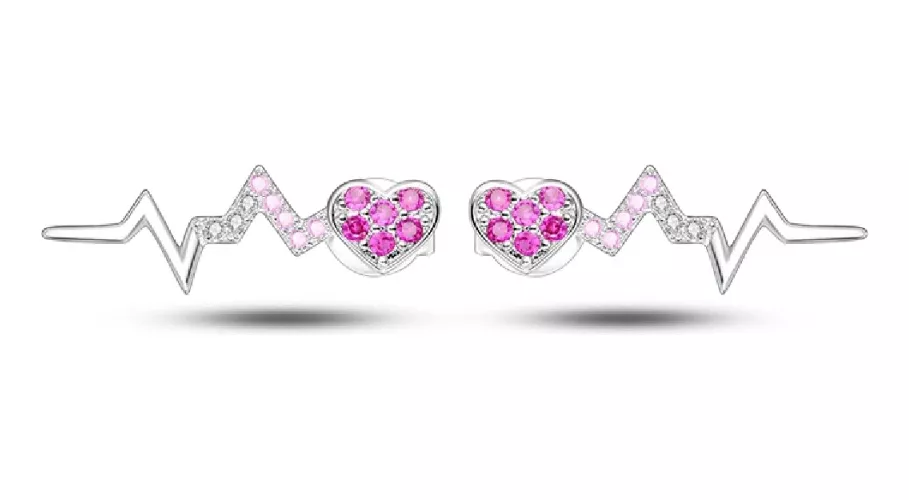 AROS LATIDO DE CORAZÓN Y CIRCONES EN PLATA 925 SILVER HEART - 1