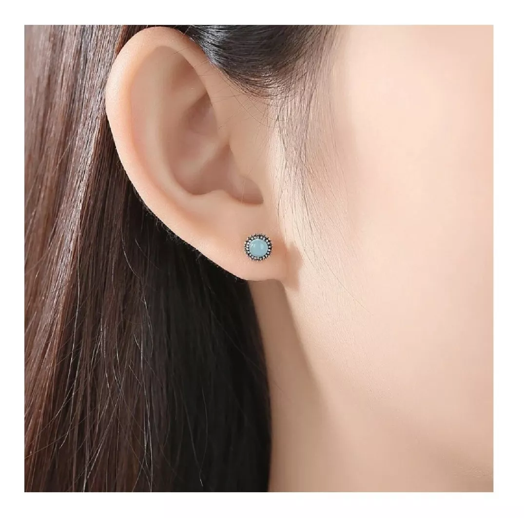 AROS REDONDO TURQUESA EN PLATA 925 SILVER HEART - 3