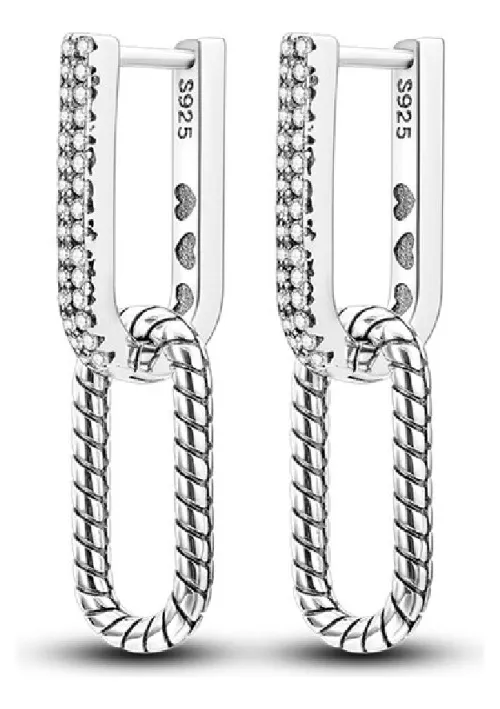AROS U CIRCONES Y ESLABÓN TRENZADO EN PLATA 925 SILVER HEART - 1