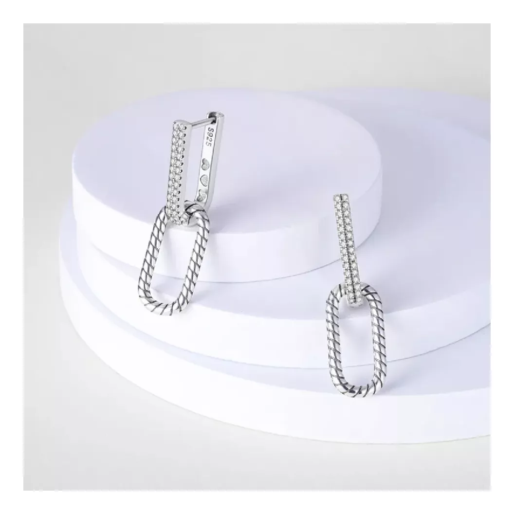 AROS U CIRCONES Y ESLABÓN TRENZADO EN PLATA 925 SILVER HEART - 2