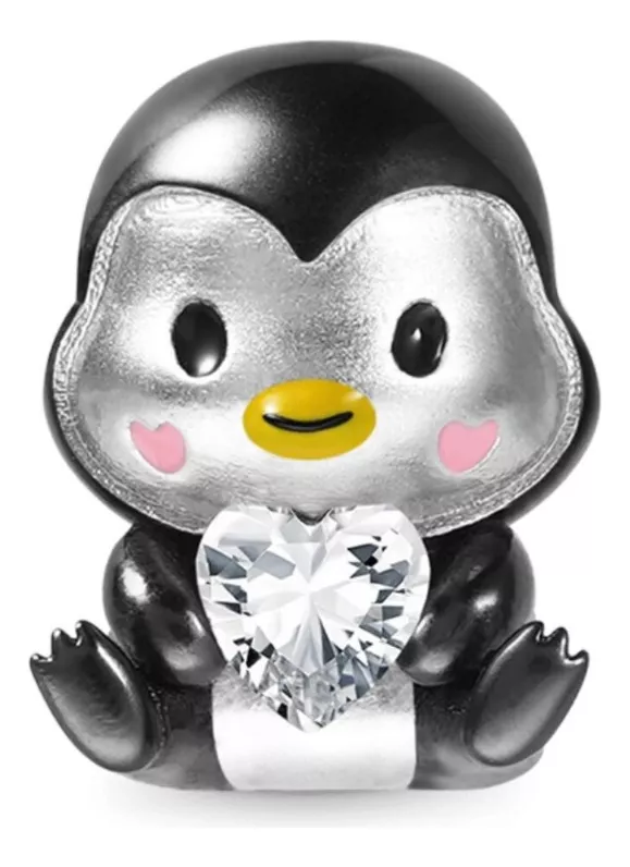 CHARM PINGÜINO CON CORAZÓN DE CIRCÓN PLATA 925 SILVER HEART - 1
