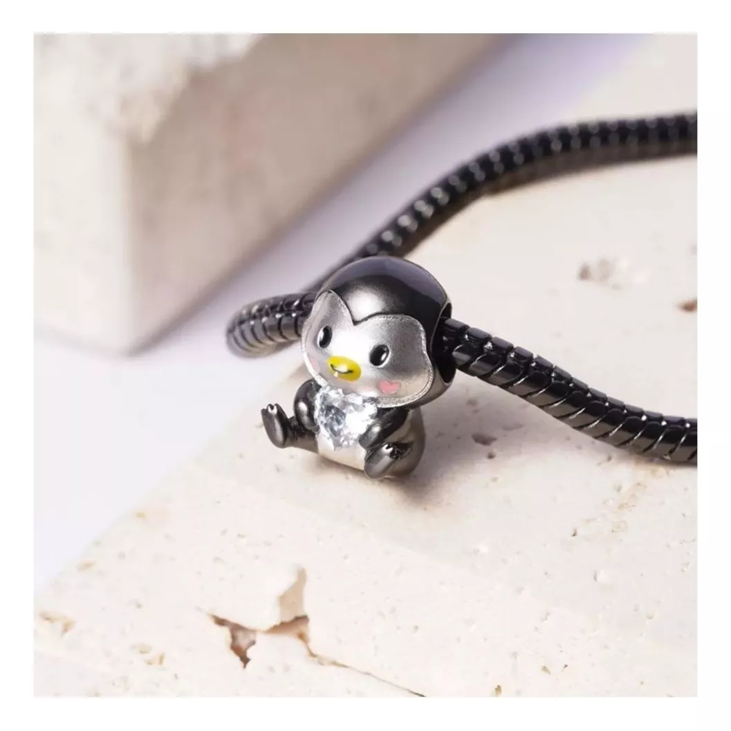 CHARM PINGÜINO CON CORAZÓN DE CIRCÓN PLATA 925 SILVER HEART - 4