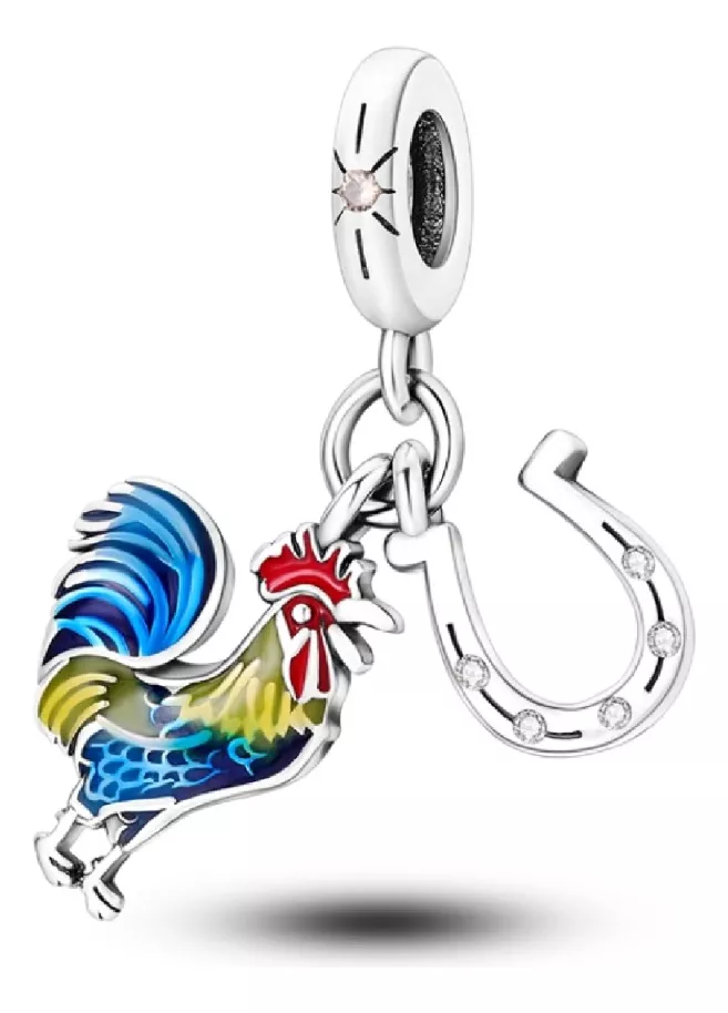 CHARM GALLO Y HERRADURA DE LA SUERTE PLATA 925 SILVER HEART - 1