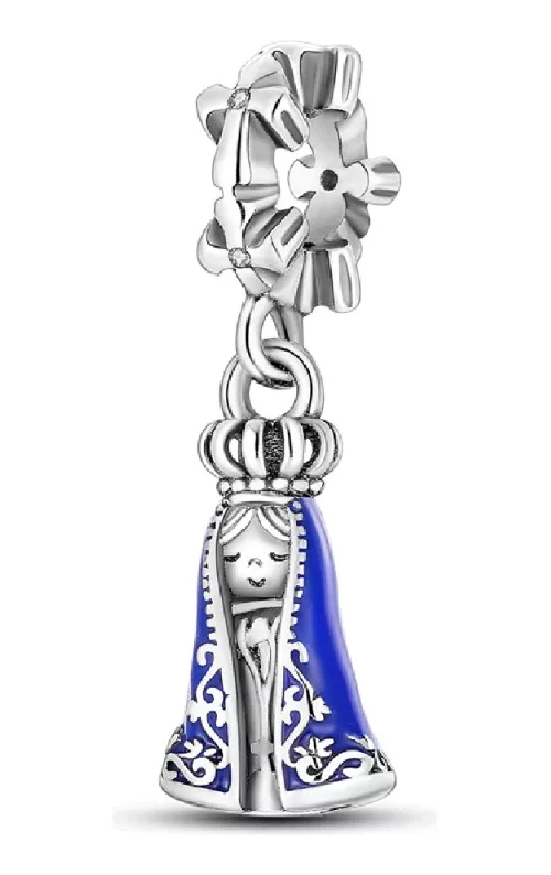 CHARM VIRGEN AZUL EN PLATA 925 SILVER HEART - 1