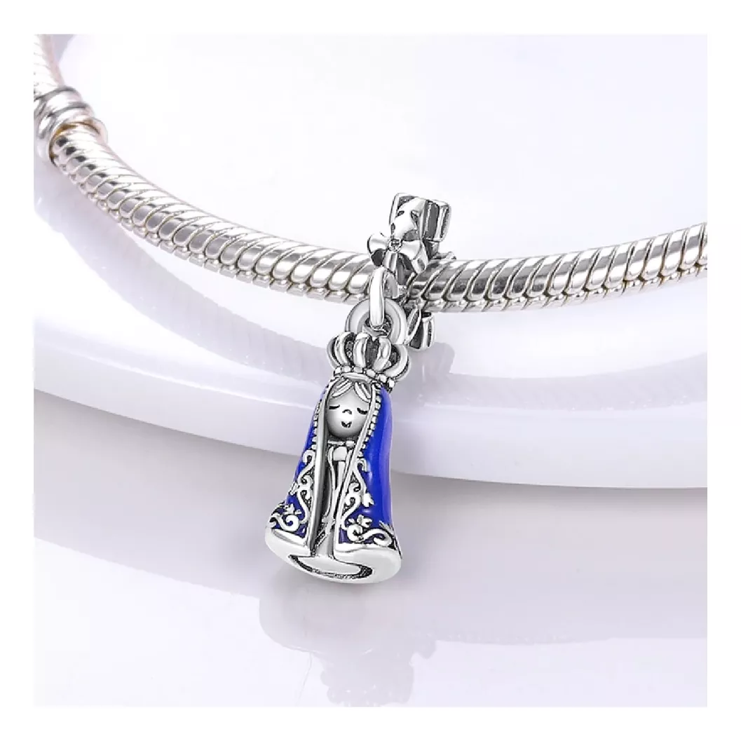 CHARM VIRGEN AZUL EN PLATA 925 SILVER HEART - 2