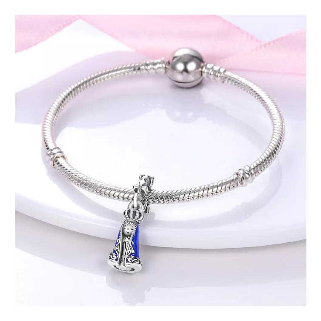 CHARM VIRGEN AZUL EN PLATA 925 SILVER HEART - 3