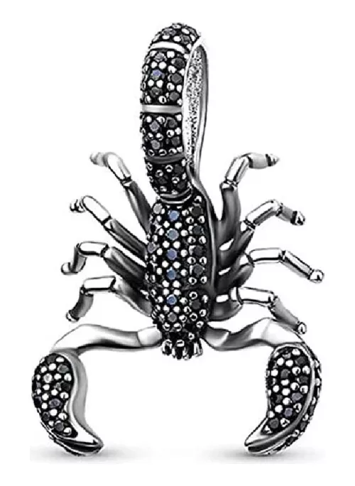 CHARM ESCORPIÓN ALACRÁN NEGRO EN PLATA 925 SILVER HEART - 1