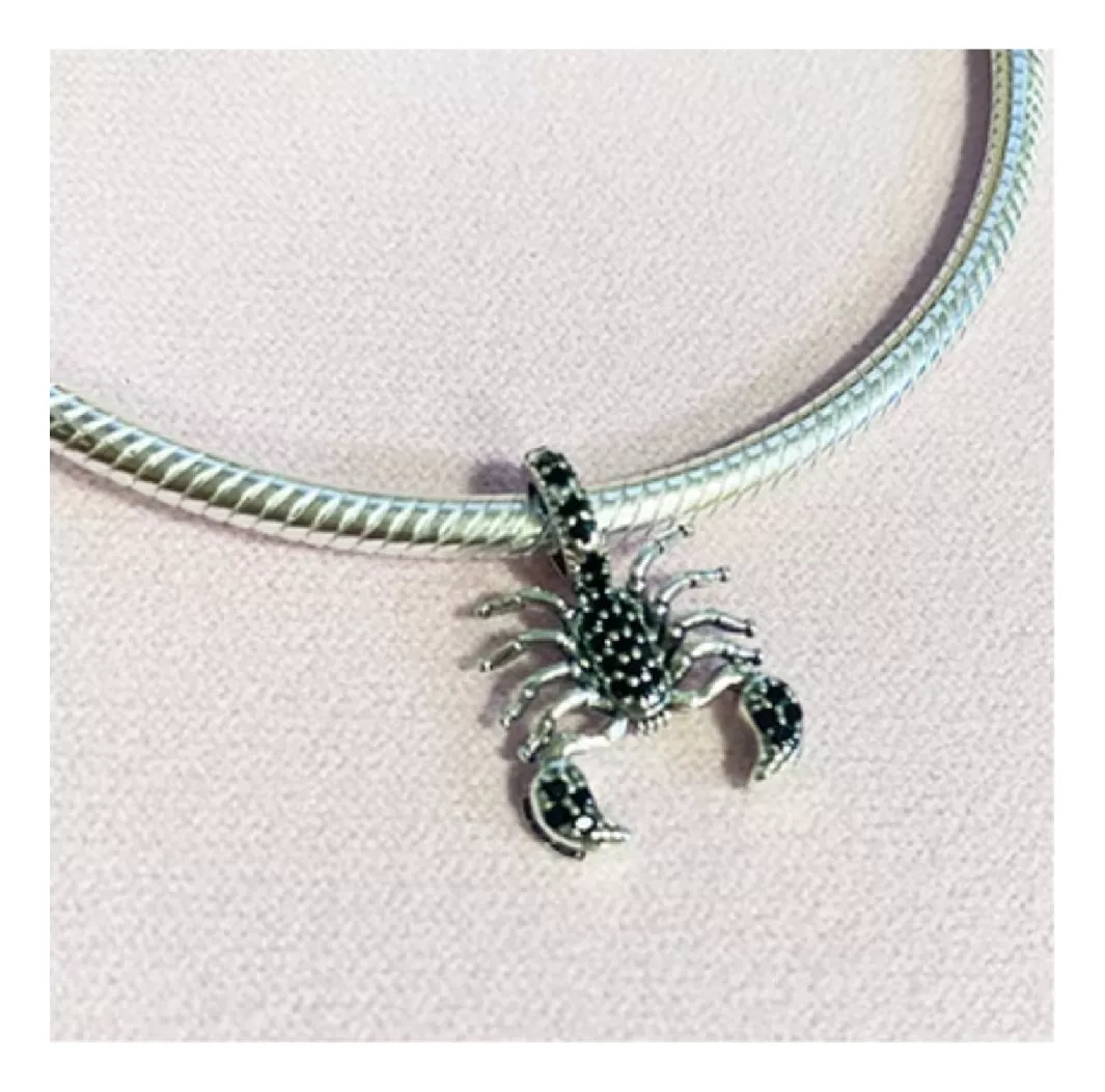 CHARM ESCORPIÓN ALACRÁN NEGRO EN PLATA 925 SILVER HEART - 4