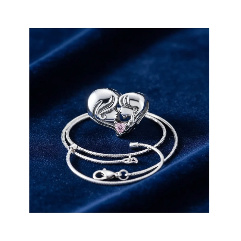 CHARM AMOR INCONDICIONAL MADRE E HIJA PLATA 925 SILVER HEART - 2