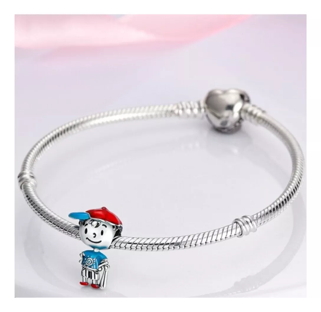CHARM NIÑO BEISBOLISTA SONRIENTE EN PLATA 925 SILVER HEART - 2