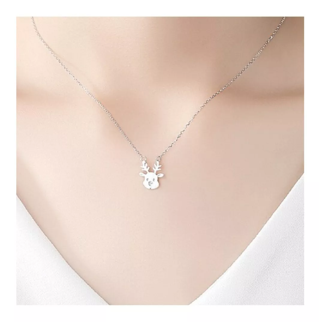 COLLAR CADENA RENO DE NAVIDAD EN PLATA 925 SILVER HEART - 3