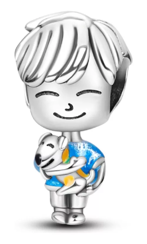 CHARM NIÑO SONRIENTE Y PERRITO EN PLATA 925 SILVER HEART - 1