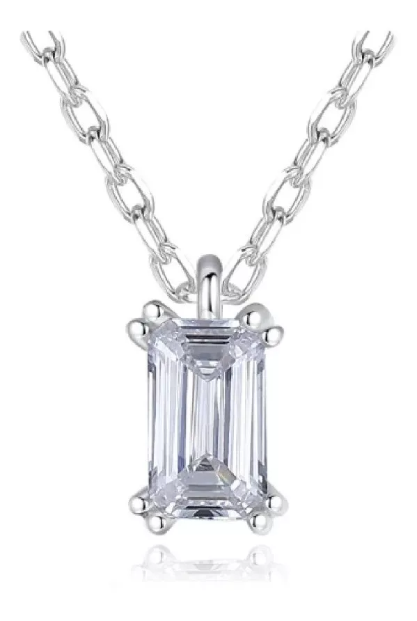 COLLAR CADENA CIRCÓN RECTANGULAR EN PLATA 925 SILVER HEART - 1