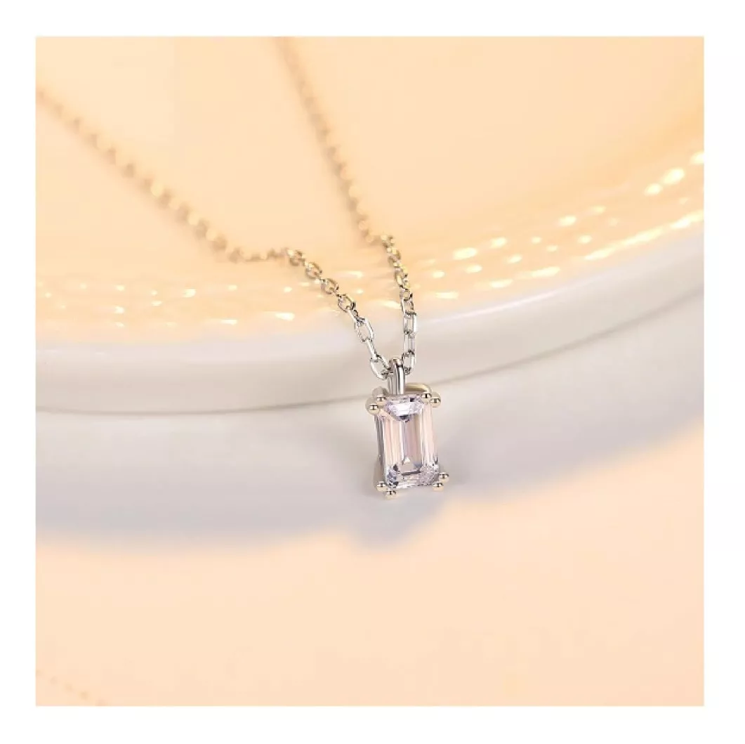 COLLAR CADENA CIRCÓN RECTANGULAR EN PLATA 925 SILVER HEART - 4