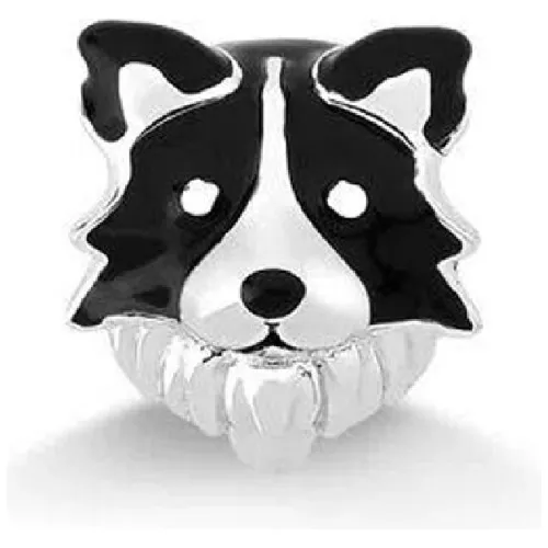 CHARM PERRO BORDER COLLIE EN PLATA 925 SILVER HEART - 1
