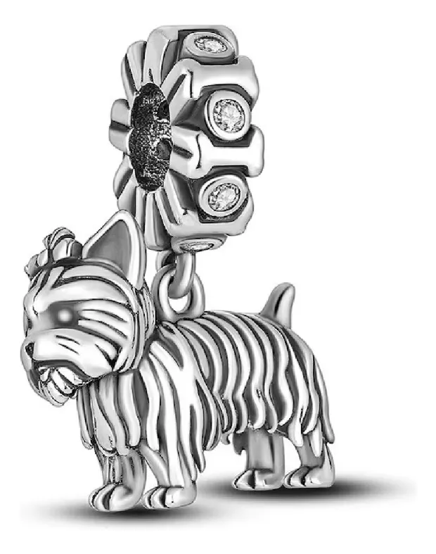 CHARM PERRO YORKSHIRE EN PLATA 925 SILVER HEART - 1