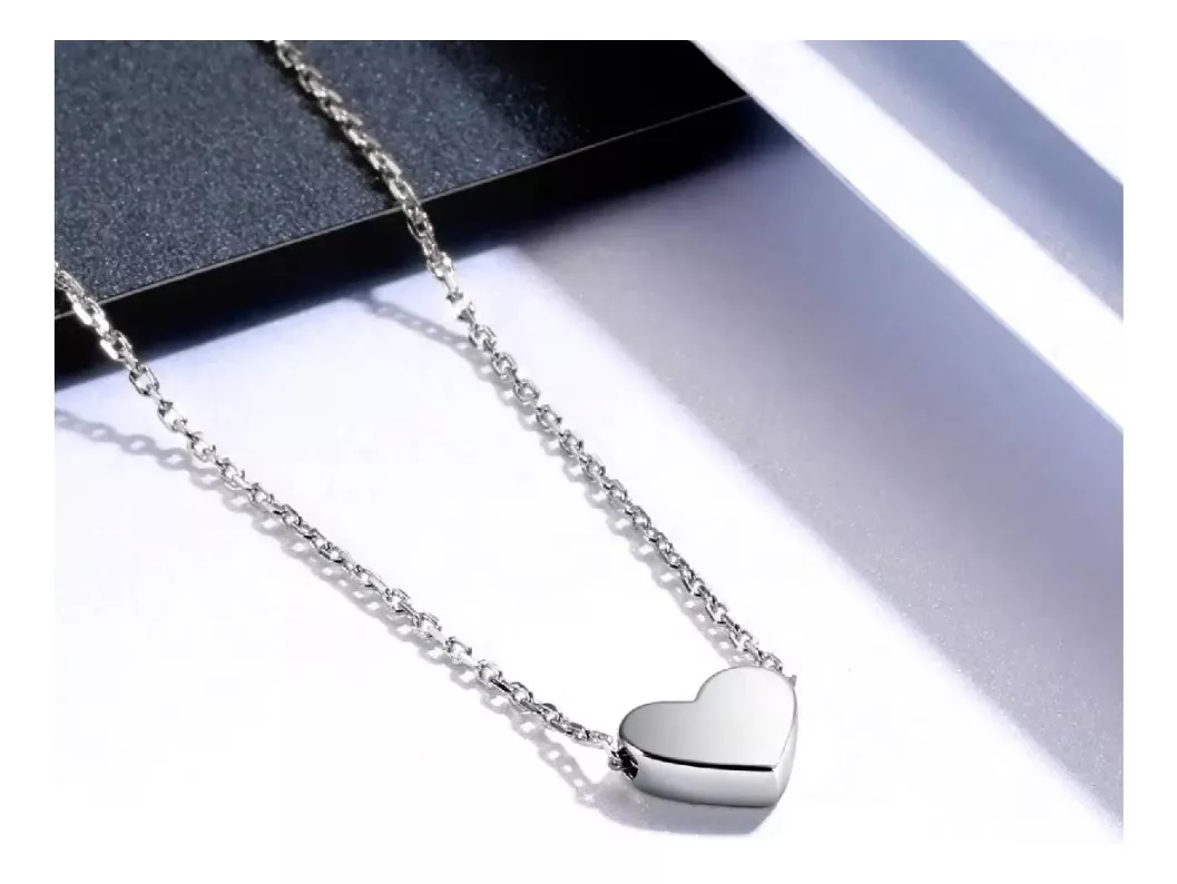COLLAR CADENA CORAZÓN SOLITARIO EN PLATA 925 SILVER HEART - 2