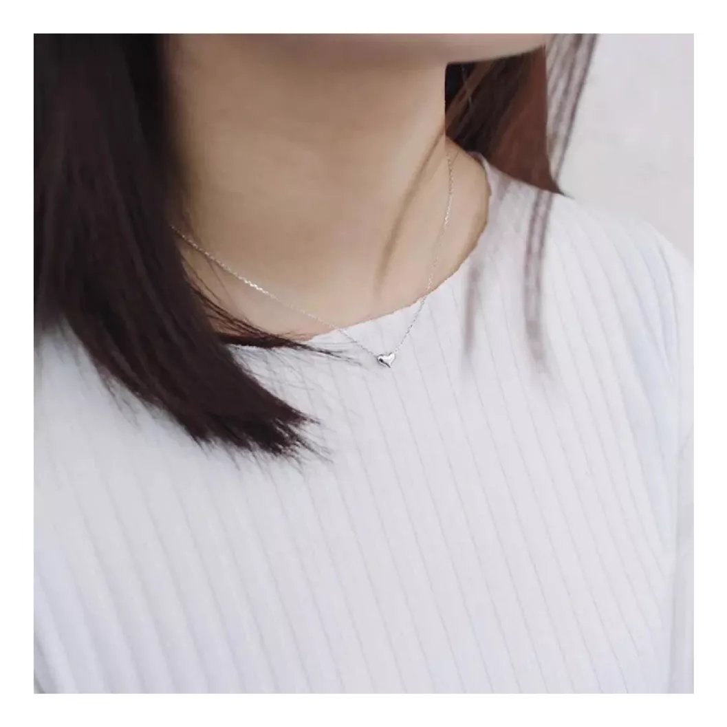 COLLAR CADENA CORAZÓN SOLITARIO EN PLATA 925 SILVER HEART - 3