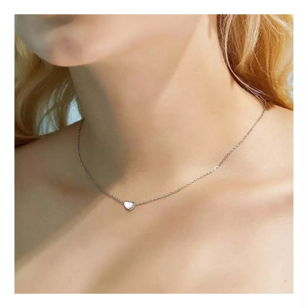 COLLAR CADENA CORAZÓN SOLITARIO EN PLATA 925 SILVER HEART - 4