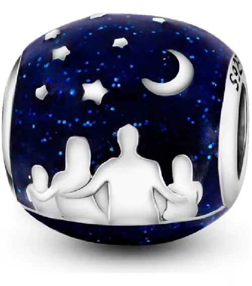CHARM FAMILIA UNIDA CIELO ESTRELLADO PLATA 925 SILVER HEART - 1