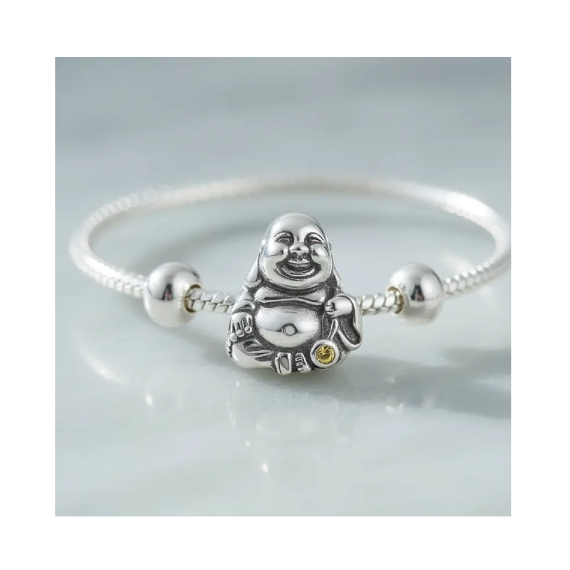 CHARM BUDA SONRIENTE DE LA FORTUNA EN PLATA 925 SILVER HEART - 4