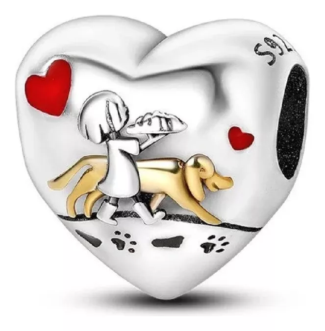 CHARM CORAZÓN AMISTAD CANINA EN PLATA 925 SILVER HEART - 1