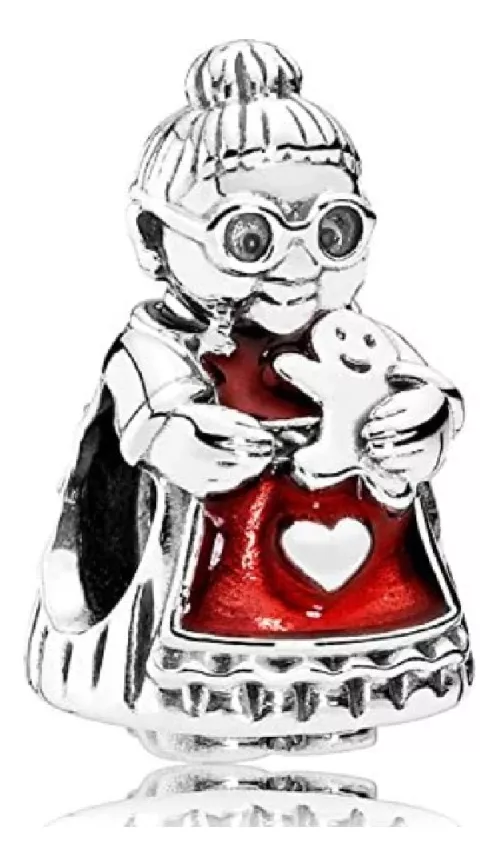 CHARM ABUELA DE NAVIDAD Y GALLETA EN PLATA 925 SILVER HEART - 1