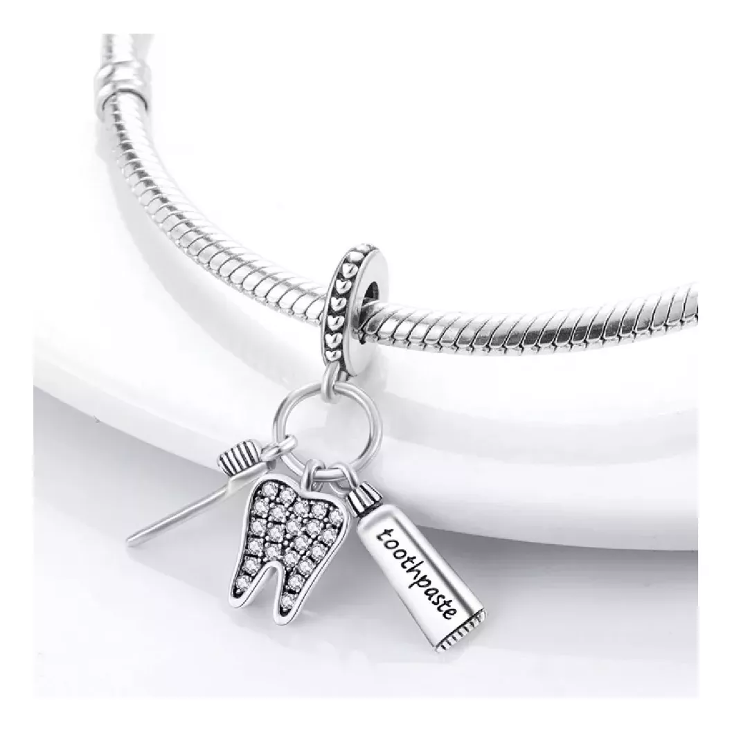 CHARM TRIPLE DENTISTA Y CIRCONES EN PLATA 925 SILVER HEART - 2