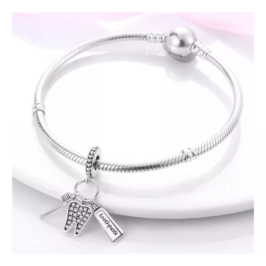 CHARM TRIPLE DENTISTA Y CIRCONES EN PLATA 925 SILVER HEART - 3