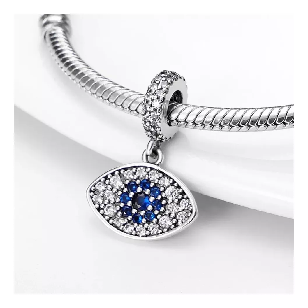CHARM OJO TURCO PROTECCIÓN Y CIRCONES PLATA 925 SILVER HEART - 2