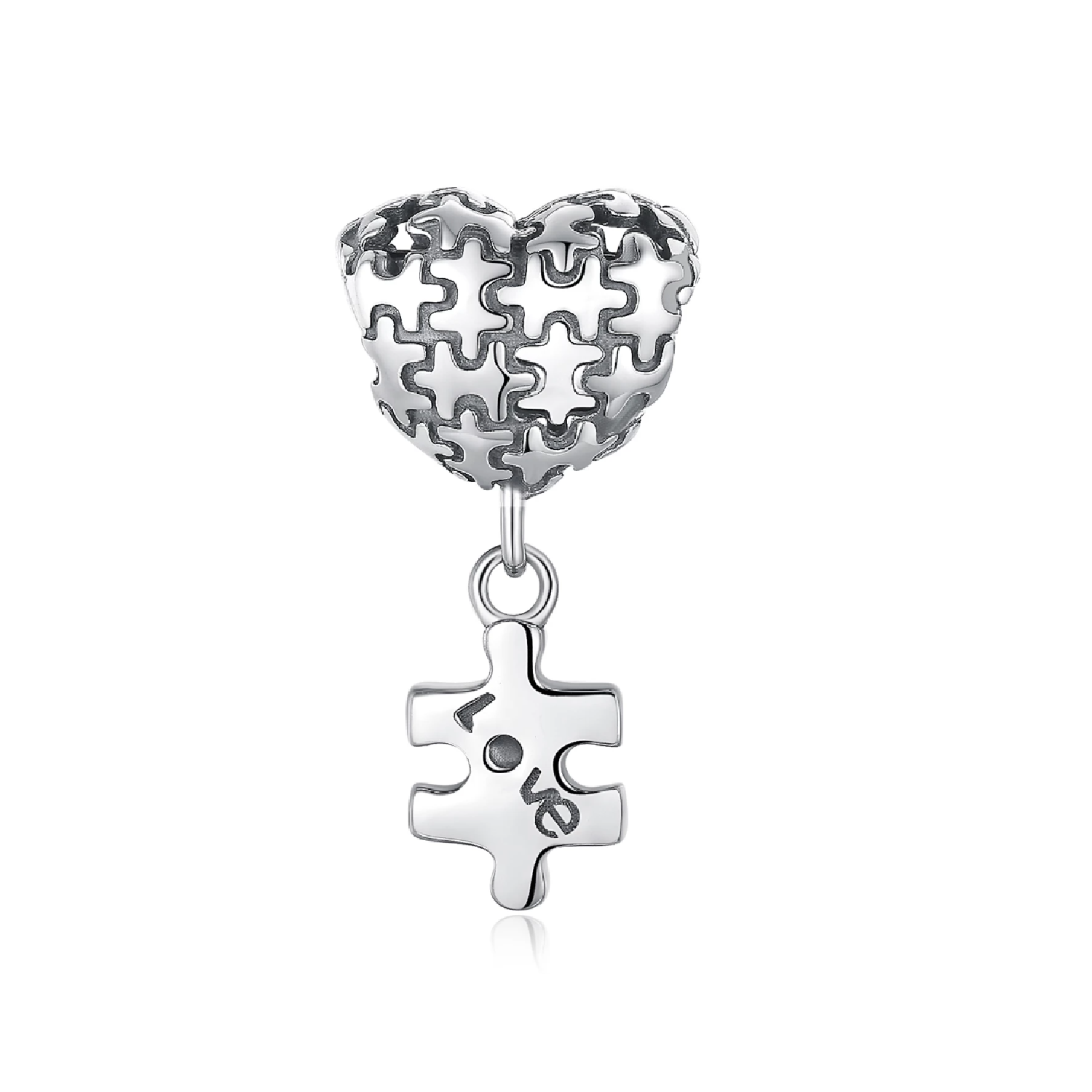 CHARM CORAZÓN Y PUZZLE DE AUTISMO EN PLATA 925 SILVER HEART - 1