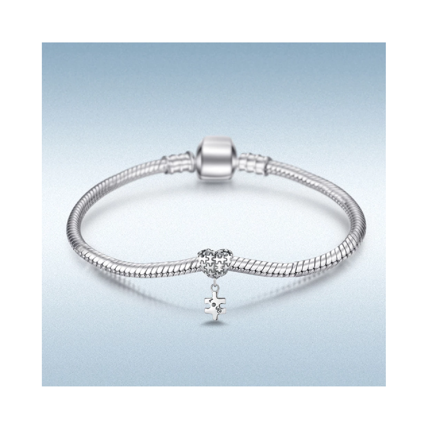 CHARM CORAZÓN Y PUZZLE DE AUTISMO EN PLATA 925 SILVER HEART - 2