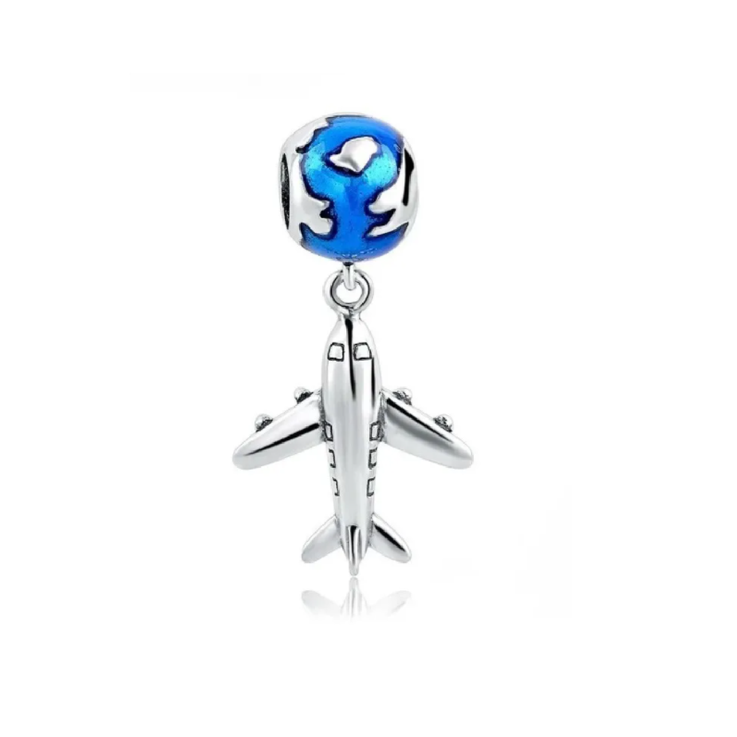 CHARM AVIÓN VIAJE POR EL MUNDO EN PLATA 925 SILVER HEART - 1