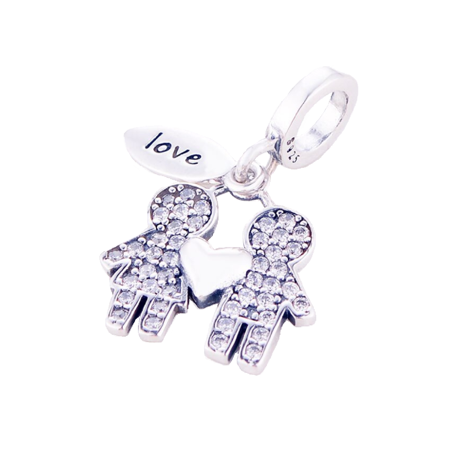 CHARM PAREJA CORAZÓN Y CIRCONES EN PLATA 925 SILVER HEART - 1