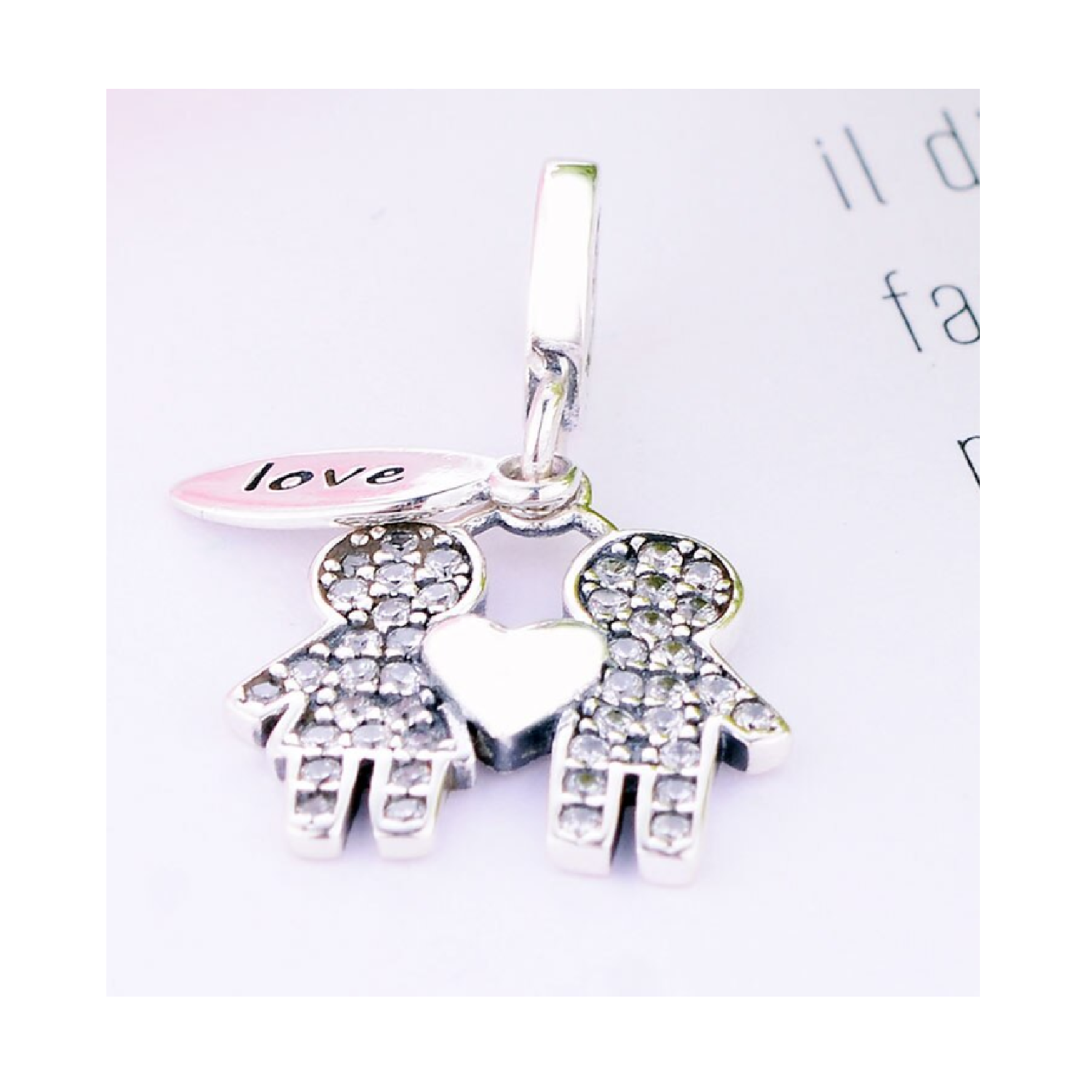 CHARM PAREJA CORAZÓN Y CIRCONES EN PLATA 925 SILVER HEART - 2