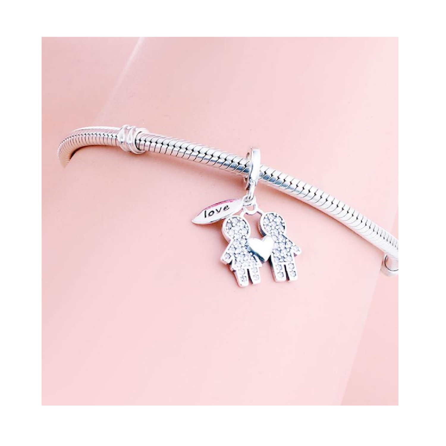 CHARM PAREJA CORAZÓN Y CIRCONES EN PLATA 925 SILVER HEART - 4