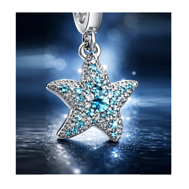 CHARM ESTRELLA DE MAR CELESTE EN PLATA 925 SILVER HEART - 5