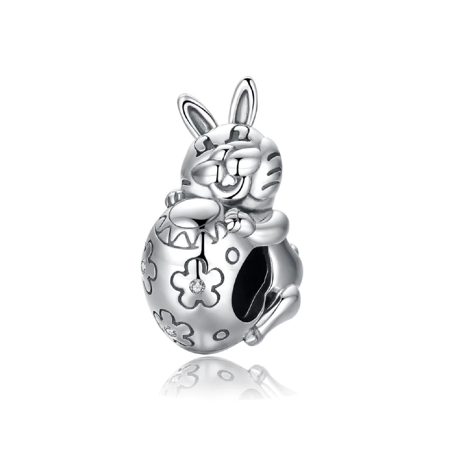 CHARM CONEJO DE PASCUA CON HUEVO EN PLATA 925 SILVER HEART - 1
