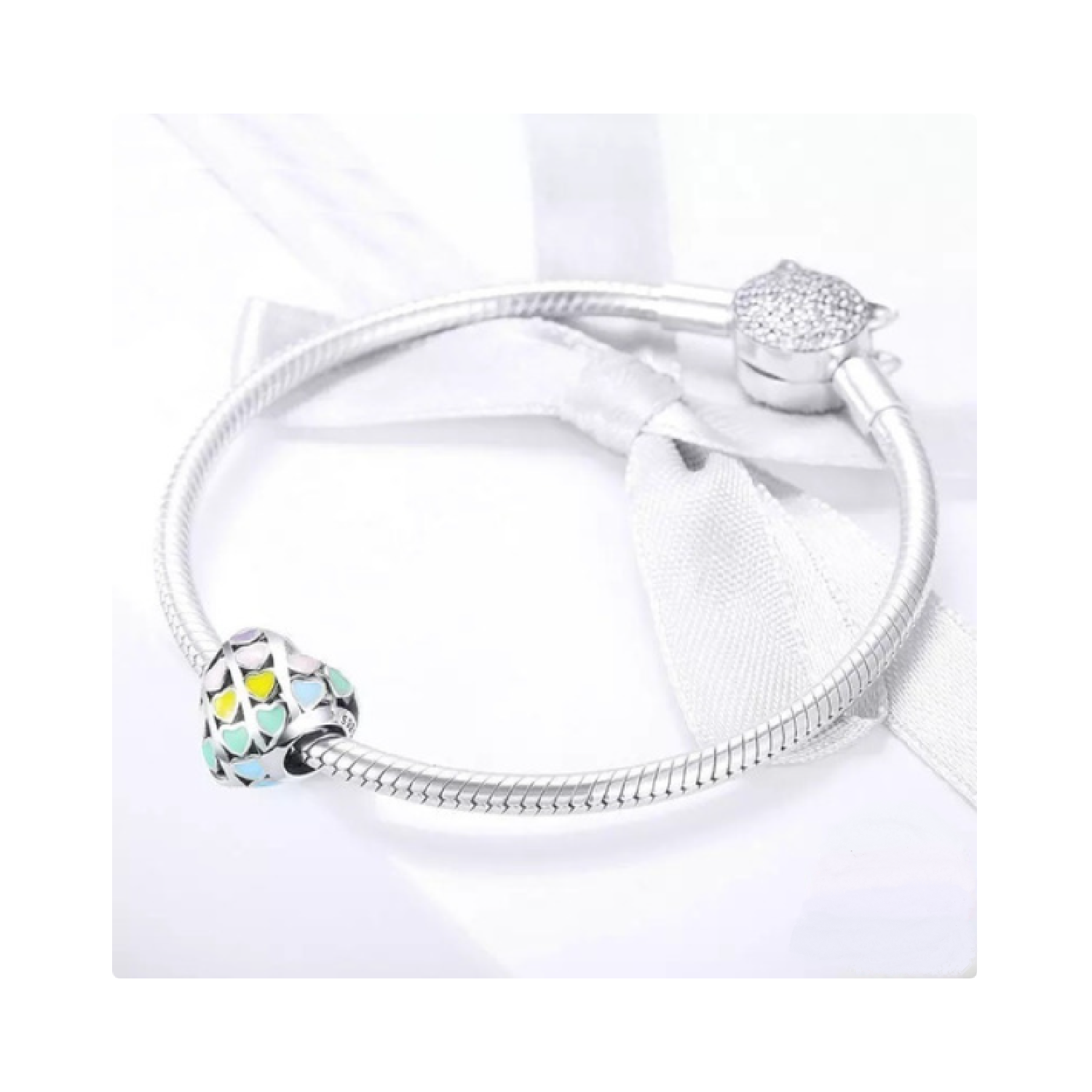 CHARM CORAZONES DE COLORES EN PLATA 925 SILVER HEART - 3