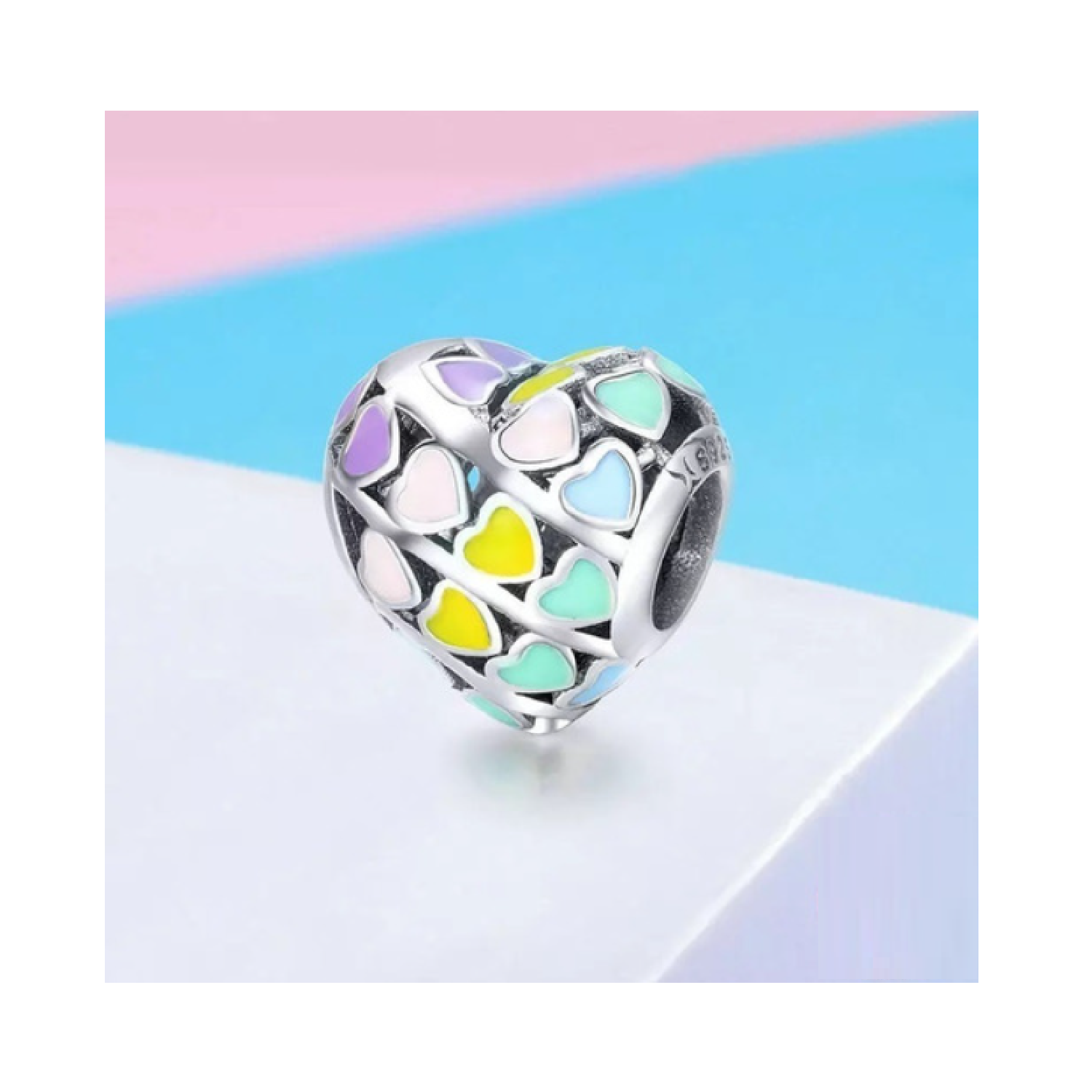 CHARM CORAZONES DE COLORES EN PLATA 925 SILVER HEART - 5