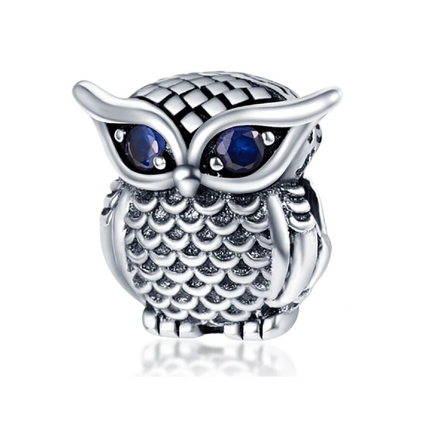 CHARM BÚHO LECHUZA OJOS AZULES EN PLATA 925 SILVER HEART - 1