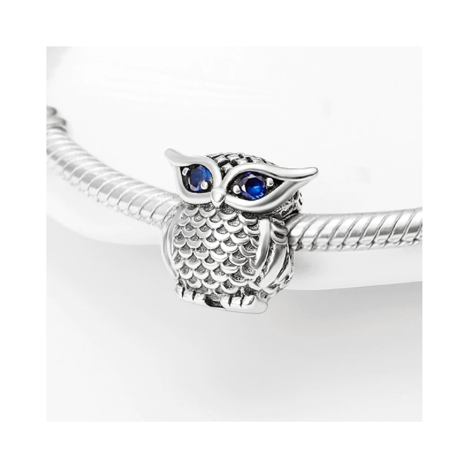 CHARM BÚHO LECHUZA OJOS AZULES EN PLATA 925 SILVER HEART - 2