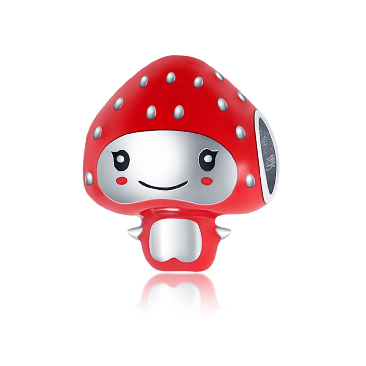 CHARM HONGO ROJO SONRIENTE EN PLATA 925 SILVER HEART - 1