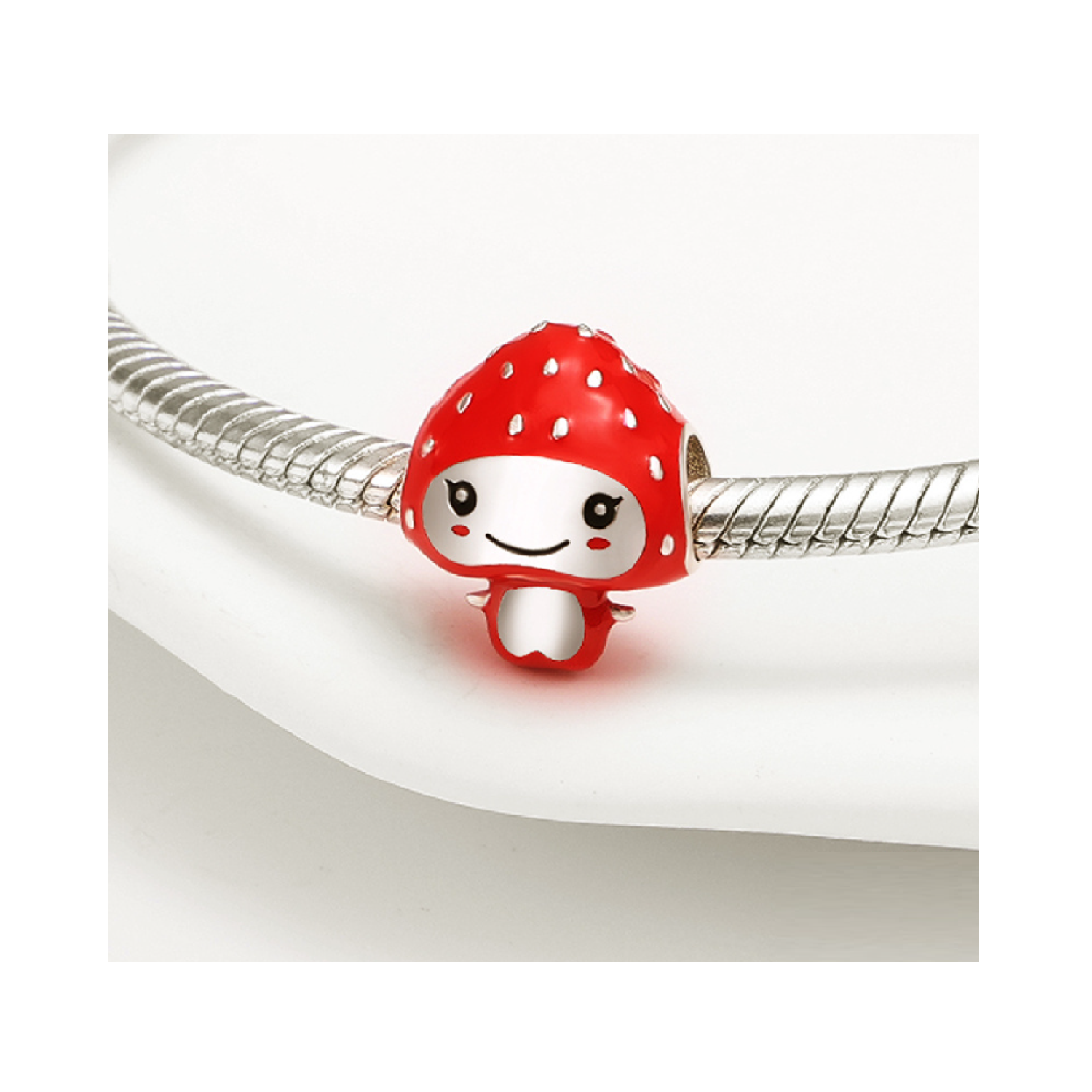 CHARM HONGO ROJO SONRIENTE EN PLATA 925 SILVER HEART - 2